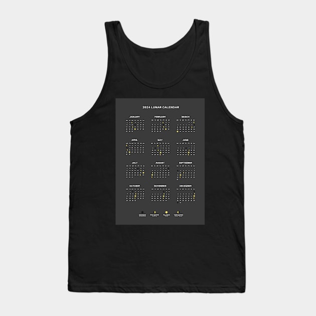 2024 Lunar Calendar, Dark Moon Phase Calendar Tank Top by mystikwhale